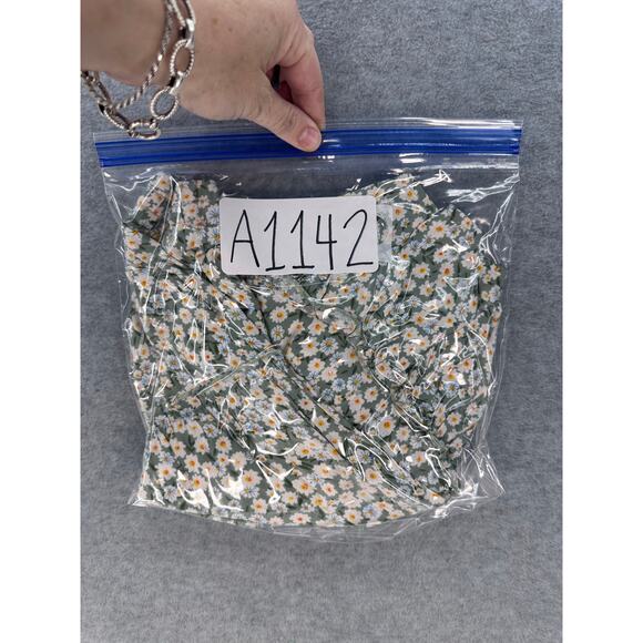 Alelly Woman’s sz L Daisy Print Green Mini Skirt Rayon Cotton Drawstring Beach - Picture 11 of 11